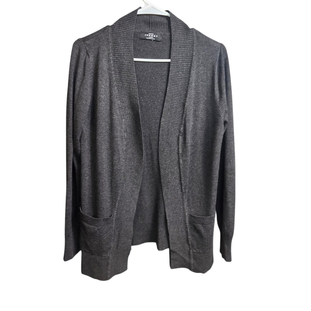 Made by Johnny Cotton Open Front Cardigan Sweater Womens Large Charcoal Grey